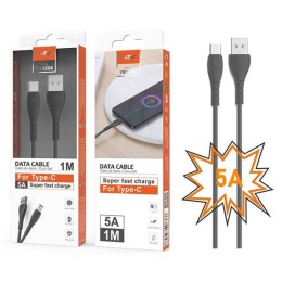 Cable datos USB 2.0 a Type-C / 1m / 5a / Carga rapida / Butter TB1224 / Negro / Mtk